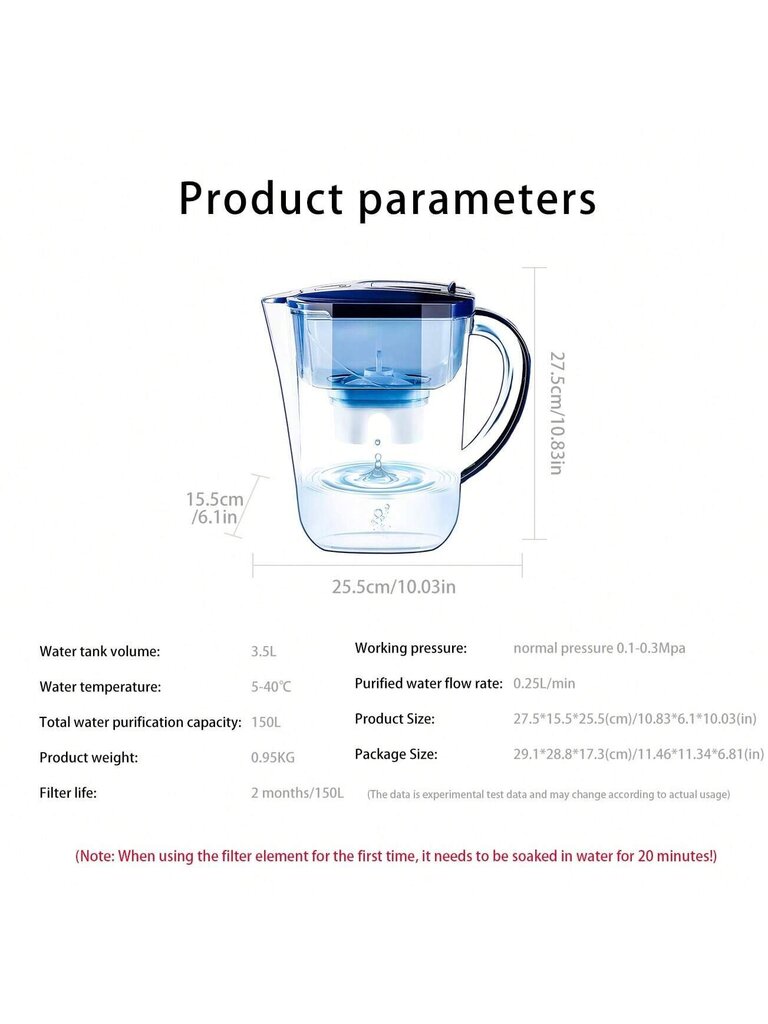 14 kupin tilavuus suuri vesisuodatinkannu A:lle ja juomavedelle 1 suodattimella, BV-sertifioitu, vähentää 99 % lyijystä, vähentää PFAS:a, PFOA/PFOS:a, klooria hinta ja tiedot | Intiimipesutuotteet | hobbyhall.fi