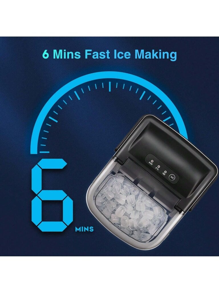 Havato Ice Makersin työtaso, kannettava jääpalakone itsepuhdistuvalla, 26,5 lbs/24 h, 6 min/9 kpl Bullet Ice, jääkauha ja kori, kädessä pidettävä jääpalakone hinta ja tiedot | Intiimipesutuotteet | hobbyhall.fi