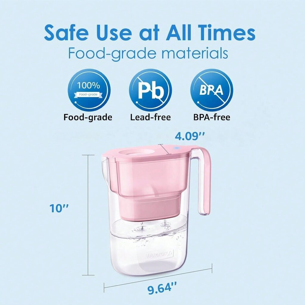 Vesipisara-vesisuodatinkannu 1 suodattimella, 200 gallonan Long-Life Elfin 5-Cup, NSF-sertifioitu, 5X-kertainen käyttöikä, vähentää PFAS-, PFOA/PFOS-, klooria hinta ja tiedot | Intiimipesutuotteet | hobbyhall.fi