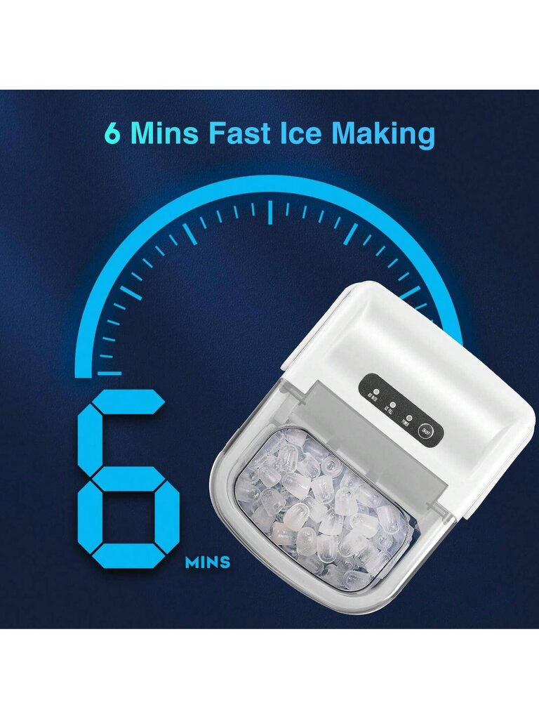 Havato Ice Makersin työtaso, kannettava jääpalakone itsepuhdistuvalla, 26,5 lbs/24 h, 6 min/9 kpl Bullet Ice, jääkauha ja kori, kädessä pidettävä jääpalakone hinta ja tiedot | Intiimipesutuotteet | hobbyhall.fi