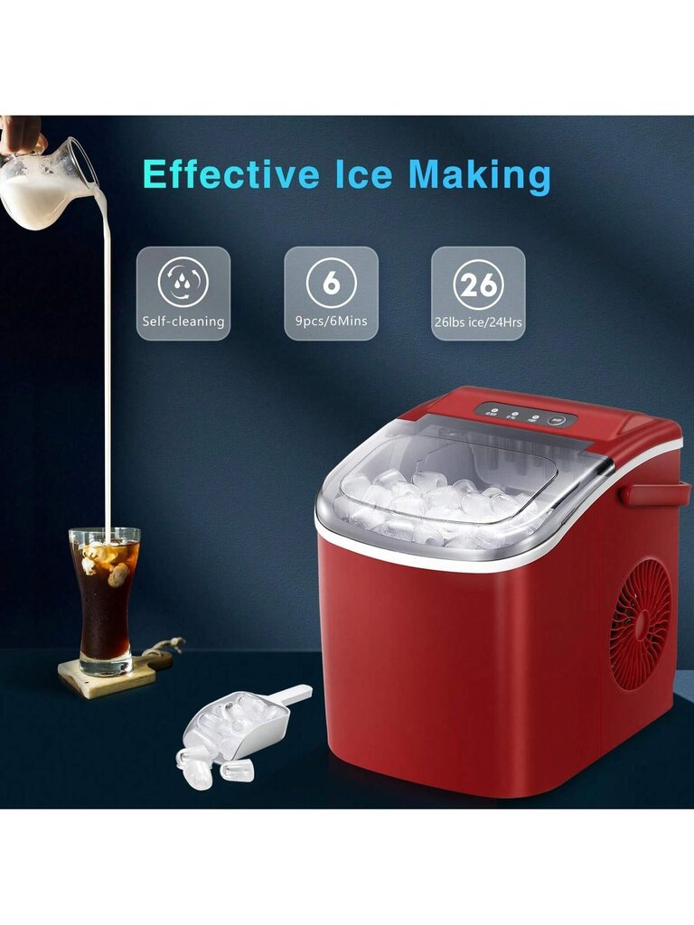 Havato Ice Makersin työtaso, kannettava jääpalakone itsepuhdistuvalla, 26,5 lbs/24 h, 6 min/9 kpl Bullet Ice, jääkauha ja kori, kädessä pidettävä jääpalakone hinta ja tiedot | Intiimipesutuotteet | hobbyhall.fi