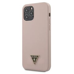 GUHCP12LLSTMLP Guess Silicone Metal Triangle Cover iPhone 12 Pro Max 6.7 Vaaleanpunainen hinta ja tiedot | Puhelimen kuoret ja kotelot | hobbyhall.fi