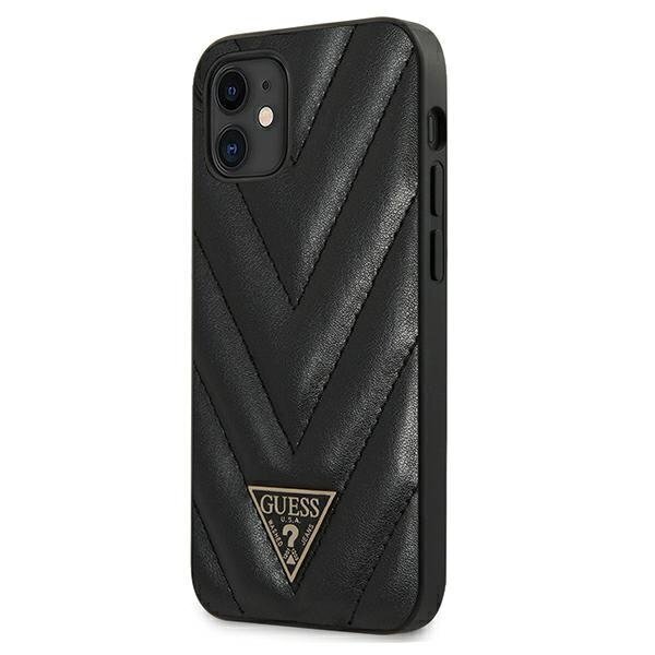 GUHCP12SPUVQTMLBK Guess V tikattu kansi iPhone 12 mini 5.4 Black hinta ja tiedot | Puhelimen kuoret ja kotelot | hobbyhall.fi