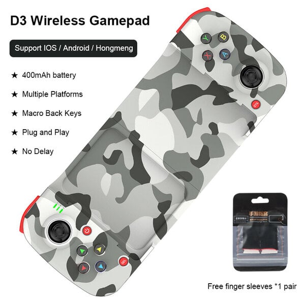 Langaton D3 Bluetooth-yhteensopiva venyvä peliohjain matkapuhelimiin Android IOS PC Gamepad Joystick Game Control