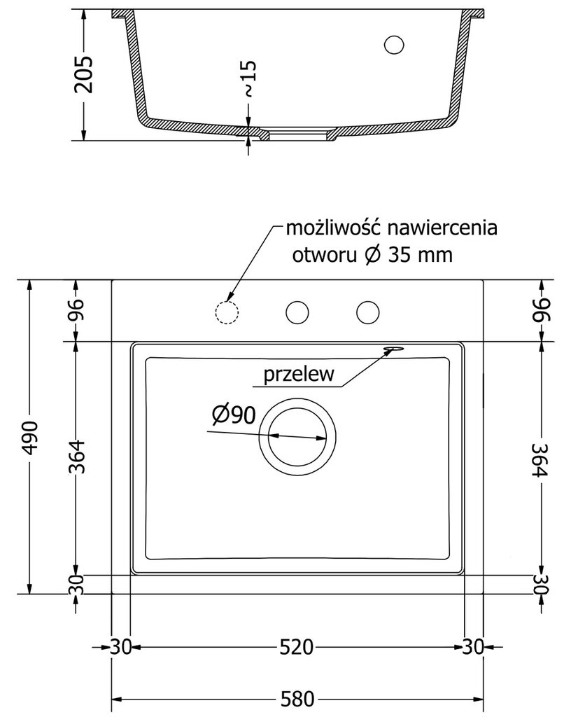 Granitiittinen keittiöallas Mexen Oscar sifonilla, Beige/Chrome hinta ja tiedot | Keittiöaltaat | hobbyhall.fi