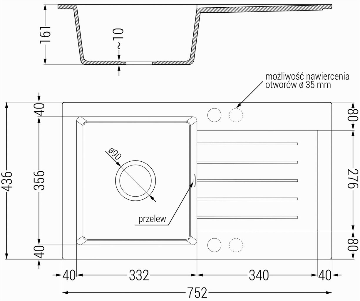 Granitiittinen keittiöallas Mexen Pablo hanalla ja vesilukolla, Grey/Black hinta ja tiedot | Keittiöaltaat | hobbyhall.fi