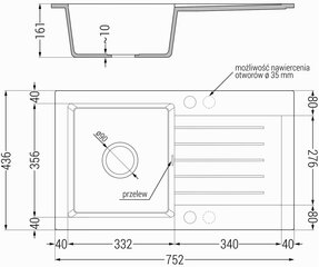 Granitiitti keittiöallas Mexen Pablo hanalla ja vesilukolla, Black granite hinta ja tiedot | Keittiöaltaat | hobbyhall.fi