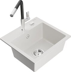 Granitiitti keittiöallas Mexen Milo hanalla ja vesilukolla, White+Black/Chrome hinta ja tiedot | Keittiöaltaat | hobbyhall.fi