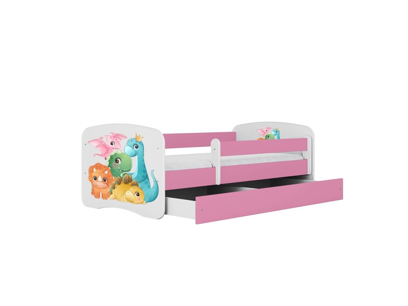 Lastensänky patjalla Kocot Kids BabyDreams Pink tiny dinos, vaaleanpunainen/valkoinen hinta ja tiedot | Lastensängyt | hobbyhall.fi