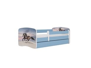 Lastensänky patjalla ja laatikolla Kocot Kids BabyDreams Blue galloping horse, sininen/valkoinen hinta ja tiedot | Lastensängyt | hobbyhall.fi