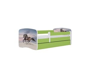 Lastensänky patjalla Kocot Kids BabyDreams Green galloping horse, vihreä/valkoinen hinta ja tiedot | Lastensängyt | hobbyhall.fi