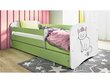 Lastensänky ilman patjaa, laatikolla Kocot Kids BabyDreams Green cat, vihreä hinta ja tiedot | Lastensängyt | hobbyhall.fi