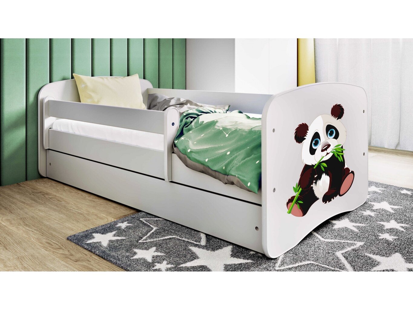 Lastensänky patjalla ja laatikolla Kocot Kids BabyDreams White panda 2, valkoinen hinta ja tiedot | Lastensängyt | hobbyhall.fi