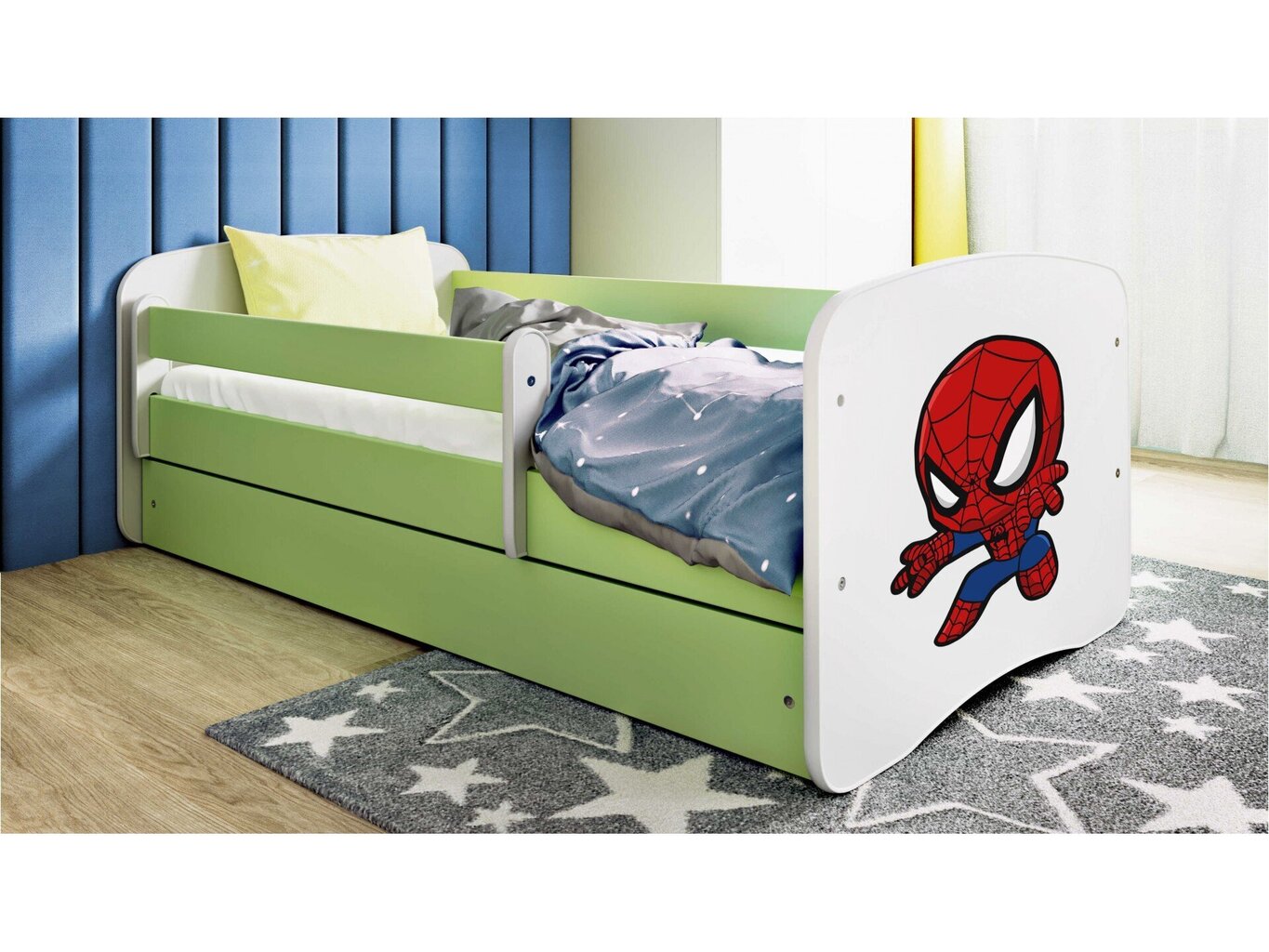 Lastensänky ilman patjaa ja laatikkoa Kocot Kids BabyDreams Green Spiderman, vihreä hinta ja tiedot | Lastensängyt | hobbyhall.fi