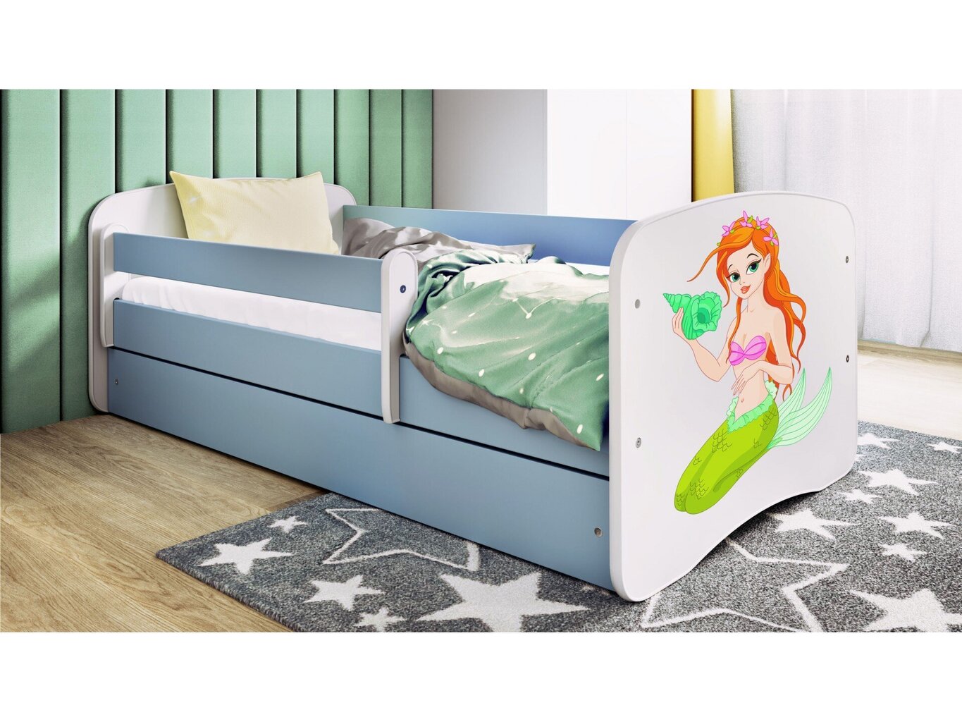 Lastensänky patjalla Kocot Kids BabyDreams Blue mermaid, sininen/valkoinen hinta ja tiedot | Lastensängyt | hobbyhall.fi