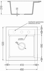 Granitiitti keittiöallas Mexen Vito hanalla ja vesilukolla, Black+Chrome hinta ja tiedot | Keittiöaltaat | hobbyhall.fi