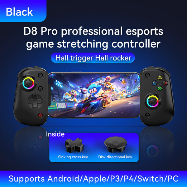 BSP D8 PRO RGB Tablet Controller Langaton kahva Switch Gamelle Bluetooth Venyttely Joystick P3 P4 Android IOS Gamepadille