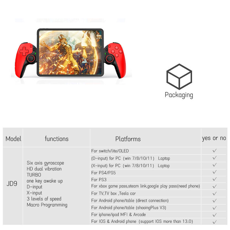 VILCORN Bluetooth-yhteensopiva peliohjain ios:lle Android Mobile Gamepad PS5 Streaming PS4 PS3 PC Switch Hall Turbolla hinta ja tiedot | Ohjain- ja laajennuskortit | hobbyhall.fi