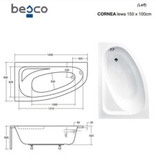 Vonia Besco Cornea Comfort, 150x100 cm, vasenkätinen hinta ja tiedot | Kylpyammeet | hobbyhall.fi