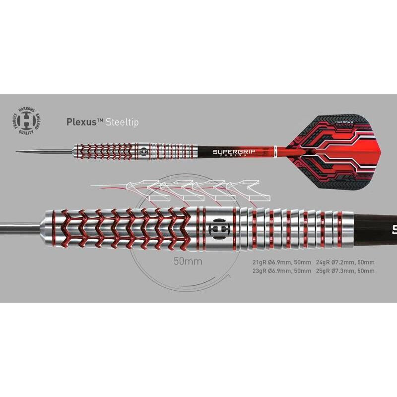 Darts Harrows Plexus Darts 90% Steeltip, 3 kpl, musta, punainen hinta ja tiedot | Darts | hobbyhall.fi