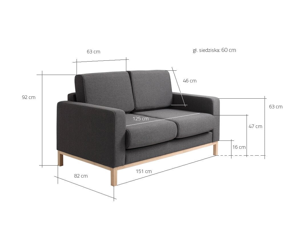 2-istuttava sohva, SCANDIC, Carbon (et95), Natural hinta ja tiedot | Sohvat ja vuodesohvat | hobbyhall.fi