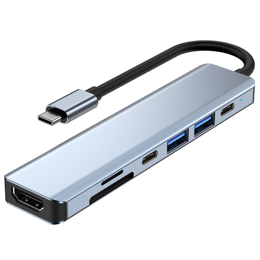 Splitter Hub 7in1 -sovitin USB-C / HDMI / Microsd / 4K UHD hinta ja tiedot | Adapterit | hobbyhall.fi