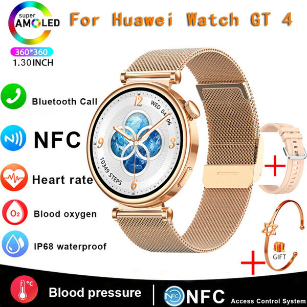 2024 Uusi GT4 Smart Watch Adult Watch 4 Sports Fitness HD -näyttö Bluetooth-puhelu NFC-sykeälykello Android IOS:lle