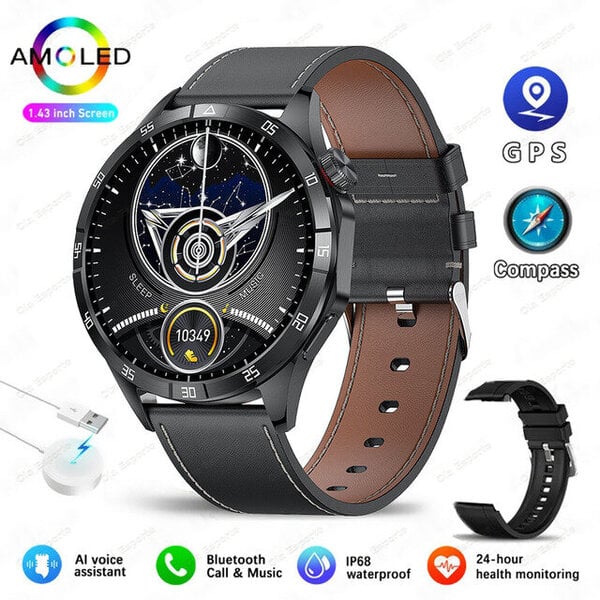 Uusi GT4 Max Smart Watch 1,43 tuuman 466 * 466 näytön chatGPT-älykello Bluetooth-puhelut NFC-kompassi GPS IP68 vedenpitävät älykellot