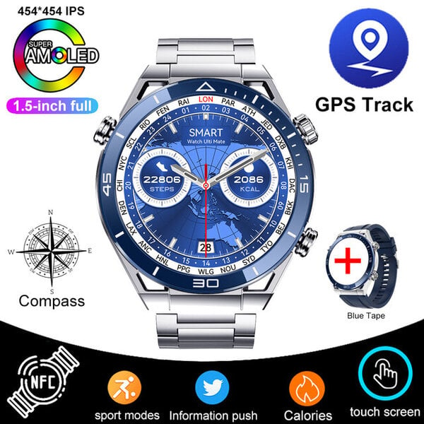 GPS Huawei NFC Smart Watch Adult DT Ultra HD -näytölle Syke Bluetooth Call IP68 Waterproof SmartWatch 2024