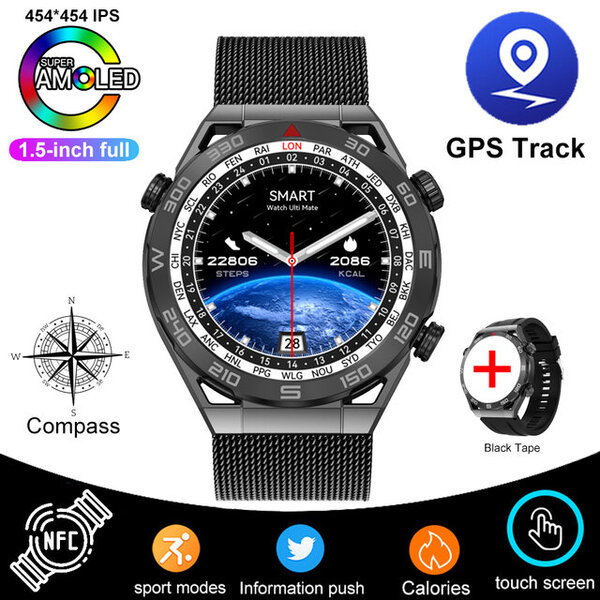 GPS Huawei NFC Smart Watch Adult DT Ultra HD -näytölle Syke Bluetooth Call IP68 Waterproof SmartWatch 2024