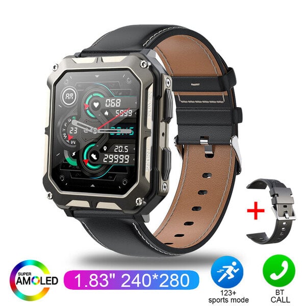 2024 Uusi C20 Pro Smart Watch Voice Assistant BT Wireless Call Business IP68 Outdoor Sport vedenpitävä rannekello Android iOS:lle