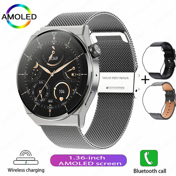 Huawei NFC Smart Watch Adult GT3 Pro 390*390 HD -näytölle Syke Bluetooth Call IP68 Waterproof SmartWatch 2024