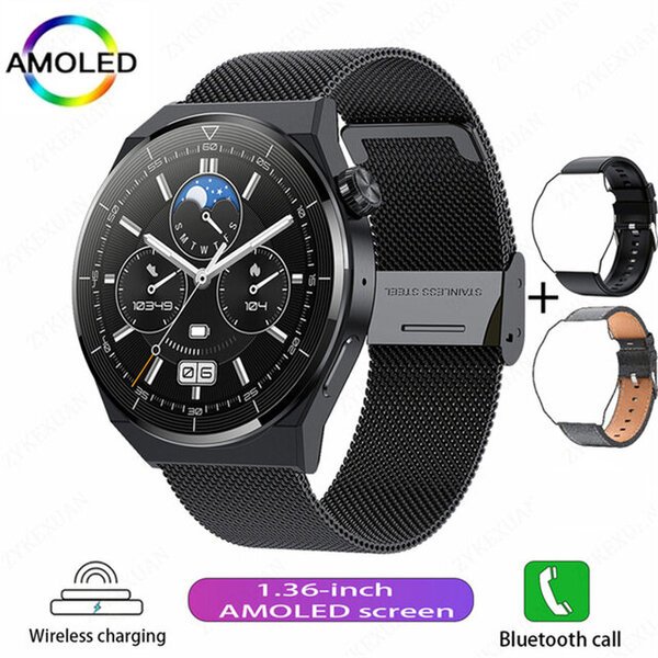 Huawei NFC Smart Watch Adult GT3 Pro 390*390 HD -näytölle Syke Bluetooth Call IP68 Waterproof SmartWatch 2024