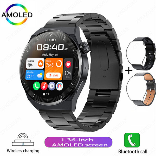 Huawei NFC Smart Watch Adult GT3 Pro 390*390 HD -näytölle Syke Bluetooth Call IP68 Waterproof SmartWatch 2024