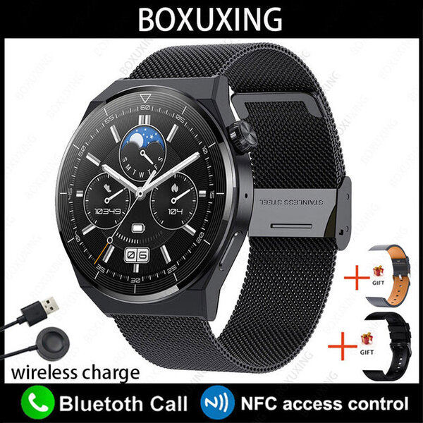 Huawei NFC Smart Watch Adult GT3 Pro 390*390 HD -näytölle Syke Bluetooth Call IP68 Waterproof SmartWatch 2024