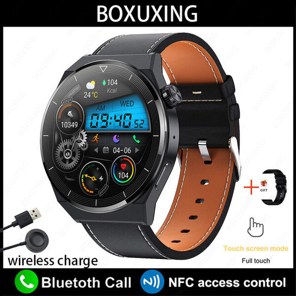 Huawei NFC Smart Watch Adult GT3 Pro 390*390 HD -näytölle Syke Bluetooth Call IP68 Waterproof SmartWatch 2024