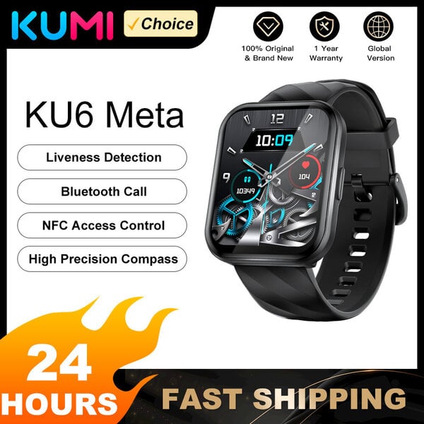 KU6 Meta Smart Watch 1,96" 100+ hieno kellotaulu ja kompassi Bluetooth-puhelun elävyyden tunnistus IP68 vedenpitävä