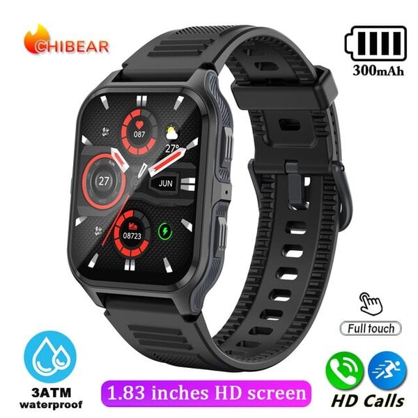 1,9 tuuman ulkokäyttöön sotilaallinen Bluetooth-puhelu Smart Watch Adult Smart Watch Adult Android iOS IP68 Vesitiivis Fitness Watch + BOX