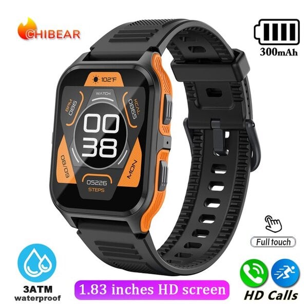 1,9 tuuman ulkokäyttöön sotilaallinen Bluetooth-puhelu Smart Watch Adult Smart Watch Adult Android iOS IP68 Vesitiivis Fitness Watch + BOX