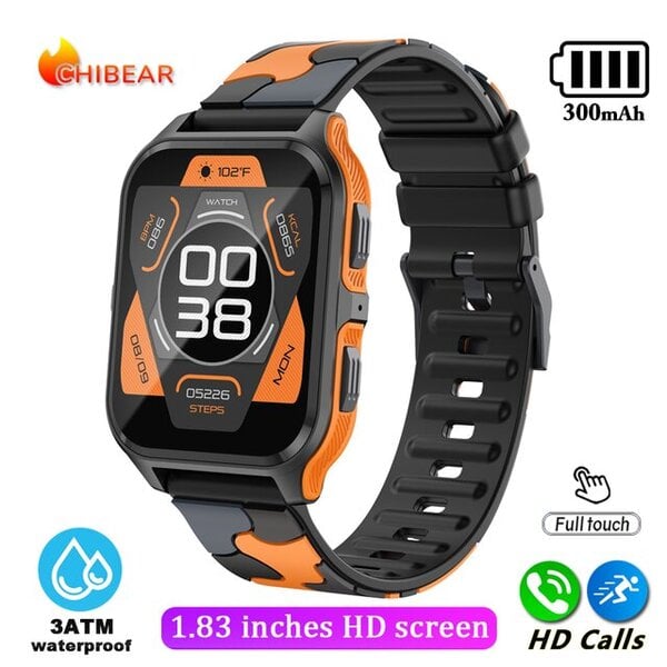 1,9 tuuman ulkokäyttöön sotilaallinen Bluetooth-puhelu Smart Watch Adult Smart Watch Adult Android iOS IP68 Vesitiivis Fitness Watch + BOX