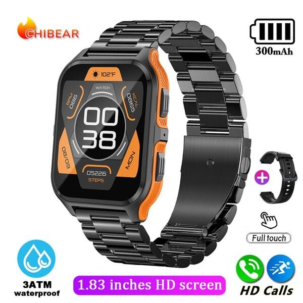 1,9 tuuman ulkokäyttöön sotilaallinen Bluetooth-puhelu Smart Watch Adult Smart Watch Adult Android iOS IP68 Vesitiivis Fitness Watch + BOX