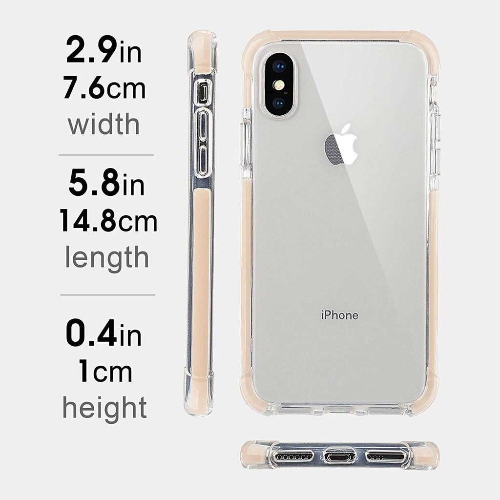 Puhelinkuori Xcessor Clear Hybrid TPU Apple iPhone X / iPhone XS, kirkas / pastelli persikka hinta ja tiedot | Puhelimen kuoret ja kotelot | hobbyhall.fi