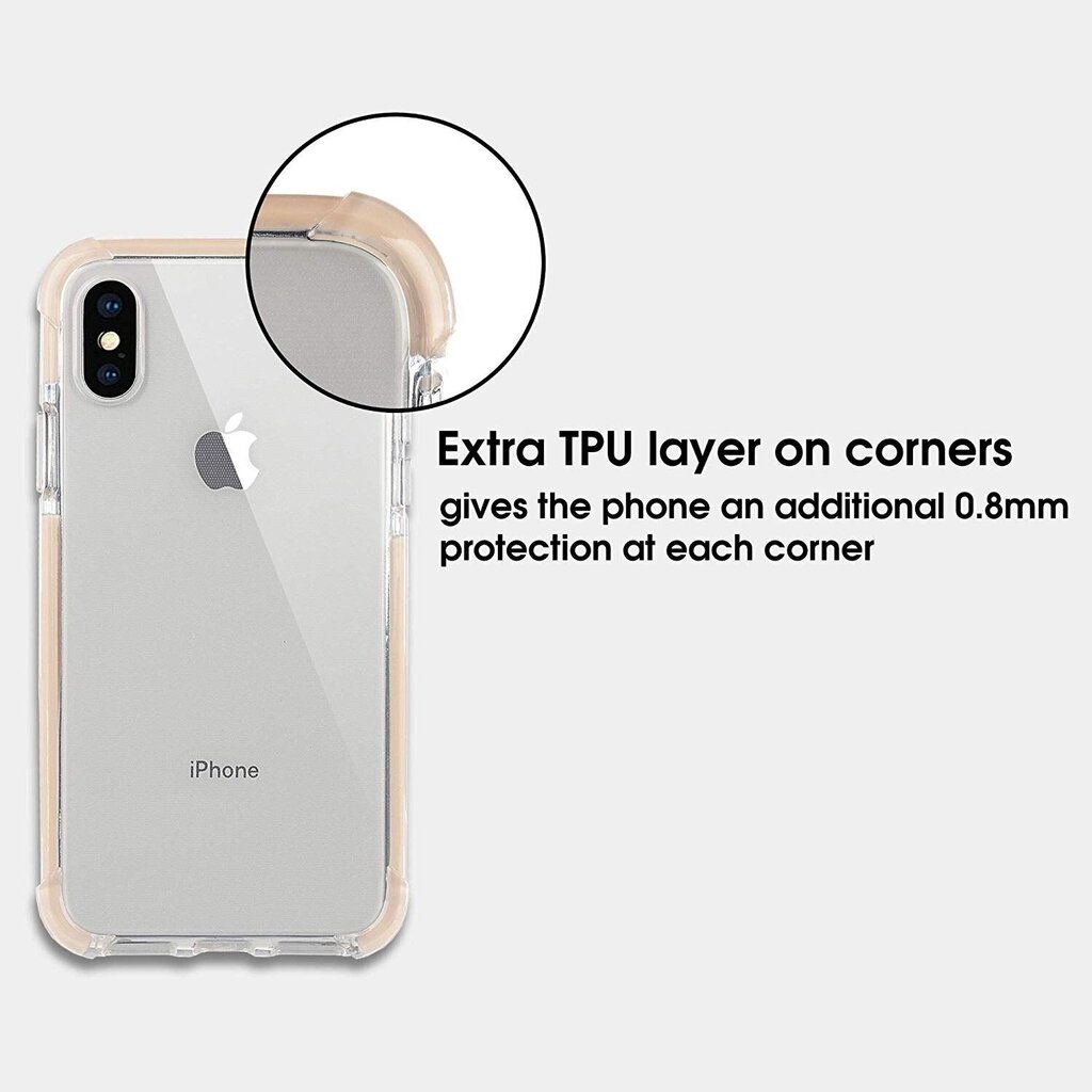 Puhelinkuori Xcessor Clear Hybrid TPU Apple iPhone X / iPhone XS, kirkas / pastelli persikka hinta ja tiedot | Puhelimen kuoret ja kotelot | hobbyhall.fi