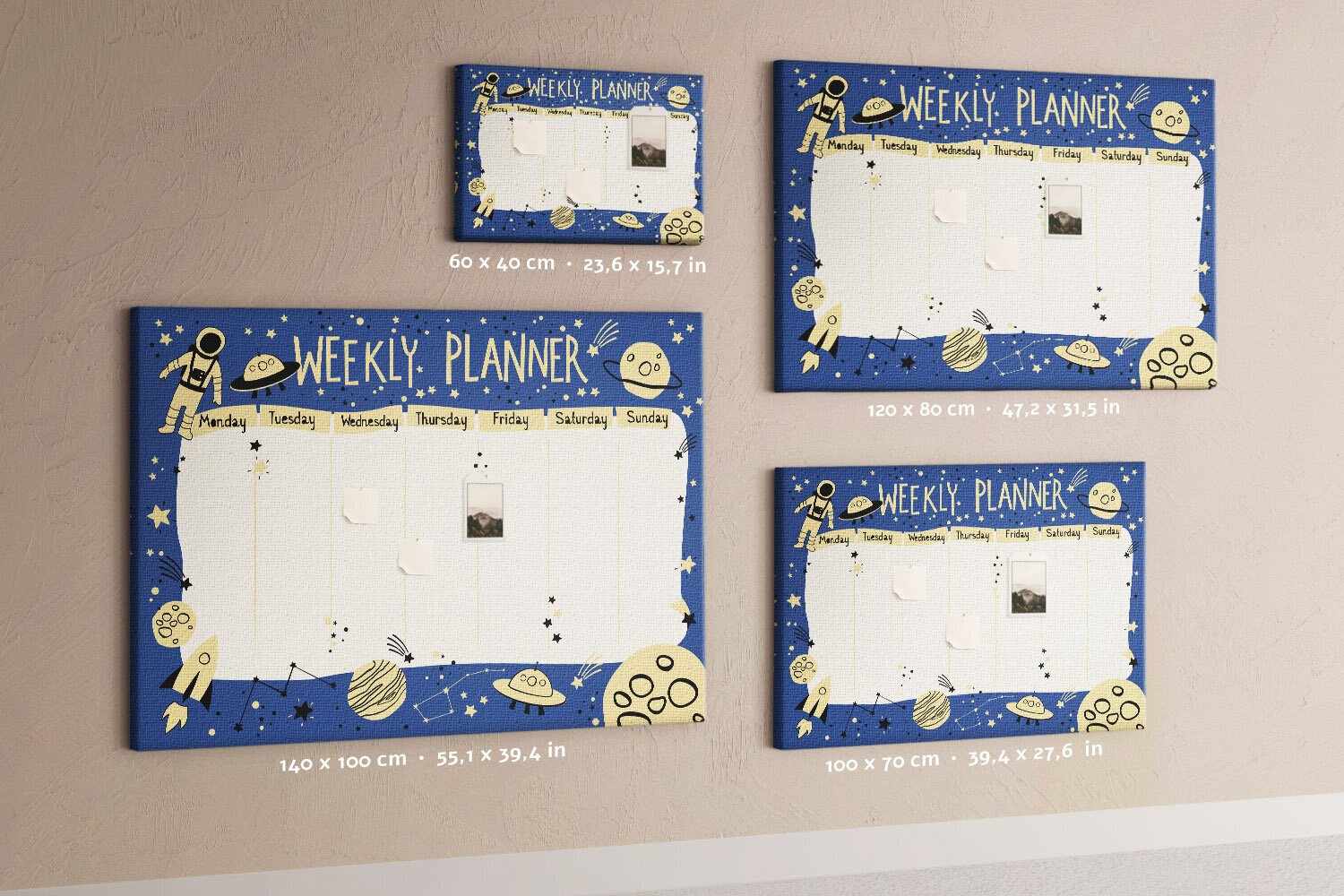 Pin board Space Weekly Planner, 100x70 cm hinta ja tiedot | Toimistotarvikkeet | hobbyhall.fi