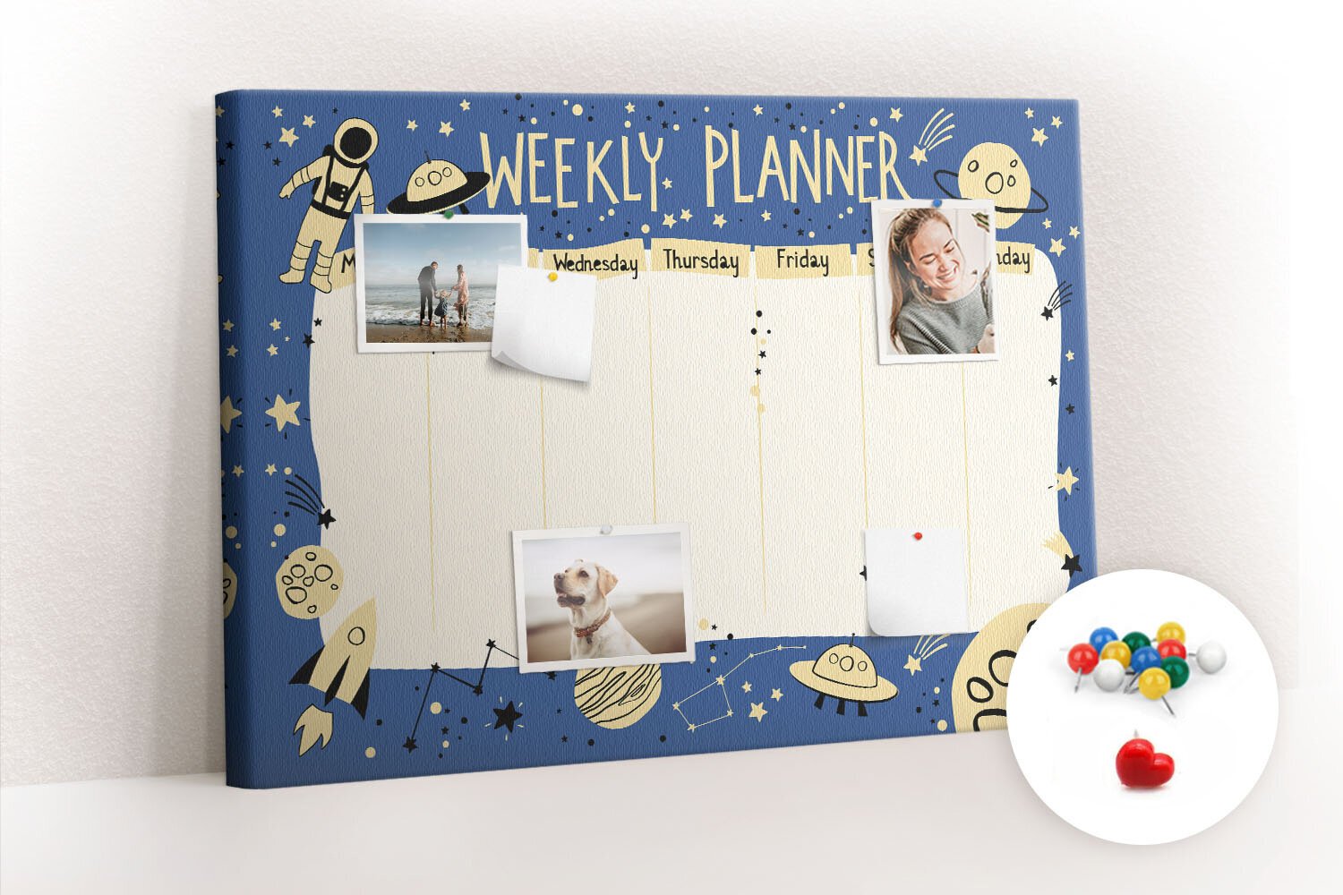 Pin board Space Weekly Planner, 100x70 cm hinta ja tiedot | Toimistotarvikkeet | hobbyhall.fi