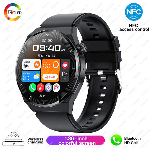 Huawei NFC Smart Watch Adult GT3 Pro 390*390 HD -näytölle Syke Bluetooth Call IP68 Waterproof SmartWatch 2024