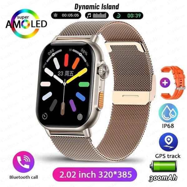 Uusi NFC Bluetooth Call Smart Watch Adult 320*385 HD Screen Fitness Tracker IP68 Vedenpitävä muoti aikuisten älykello Android IOS:lle