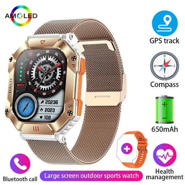 Adult Smart Watch Military Healthy Monitor AI Voice Bluetooth Call Fitness Vedenpitävä urheiluälykello IOS Android Phone 2024:lle