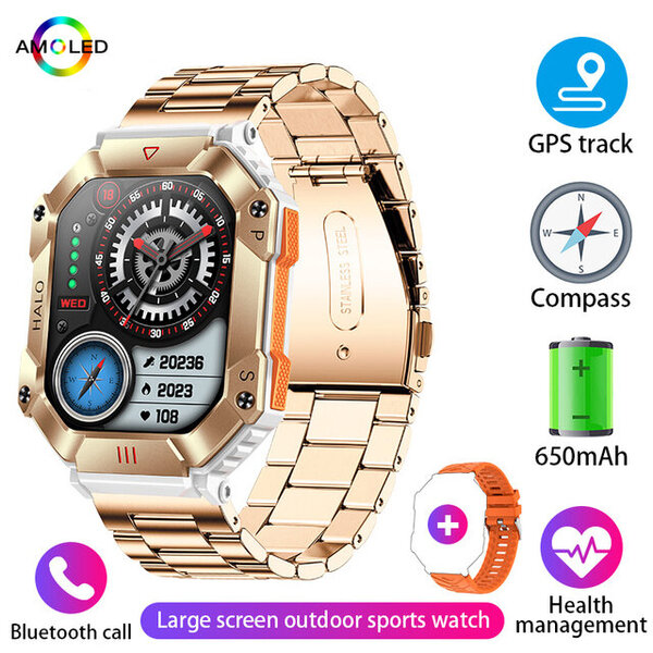 Adult Smart Watch Military Healthy Monitor AI Voice Bluetooth Call Fitness Vedenpitävä urheiluälykello IOS Android Phone 2024:lle