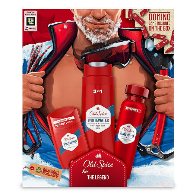 Lahjasetti Old Spice WhiteWater Alpinist miehille: deodorantti, 50 ml + suihkugeeli, 250 ml + suihkutettava deodorantti, 150 ml hinta ja tiedot | Suihkusaippuat ja suihkugeelit | hobbyhall.fi